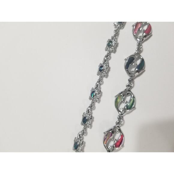 2- 7" silvertone bracelets dolfins and sea turtles this one has a 2" ext. b12* - Picture 10 of 16